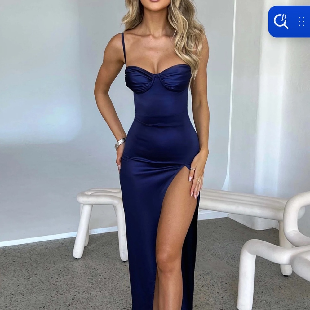 Babyboo fashion slots maxi dress navy